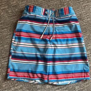 Johnnie-O men’s striped swim trunks size Medium, red white blue